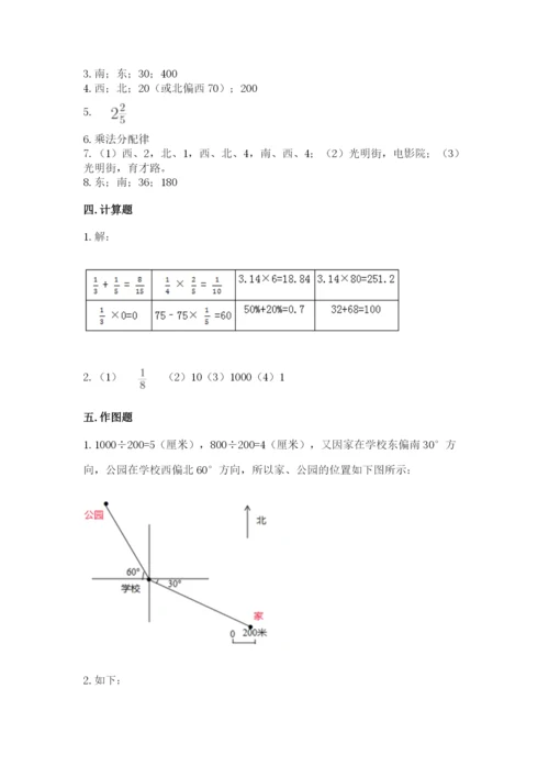 人教版六年级上册数学期中测试卷精品【名师系列】.docx