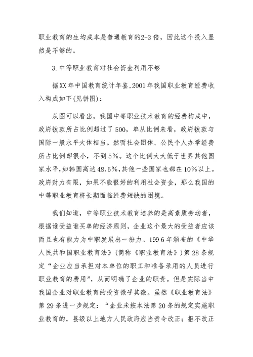 中等职业技术教育经费投入的现状及对策(1)