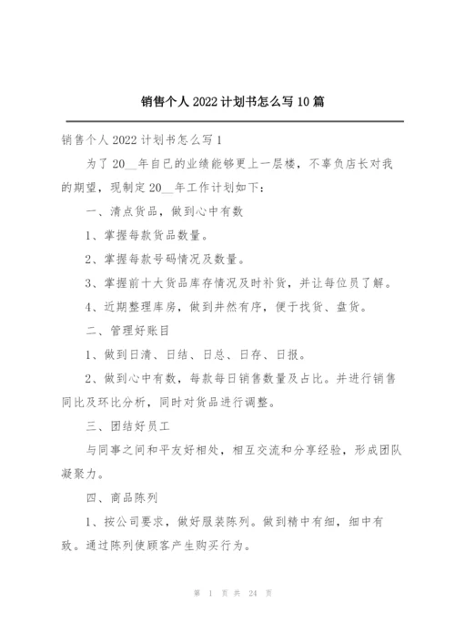 销售个人2022计划书怎么写10篇.docx