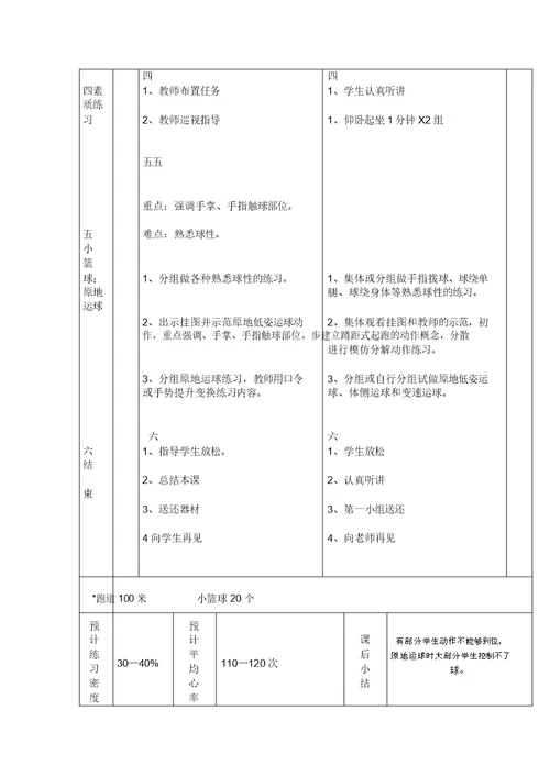 五年级体育教案全集