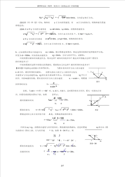 2019届高三物理一轮复习曲线运动经典例题