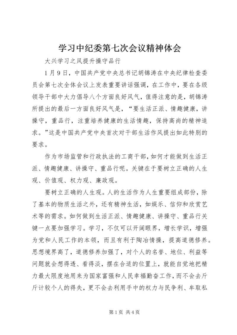 学习中纪委第七次会议精神体会.docx