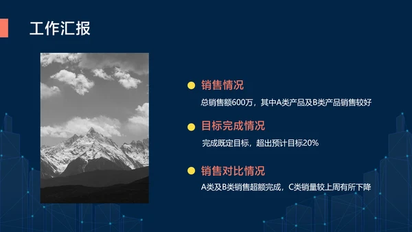 深蓝色简约风地产工作例会会议