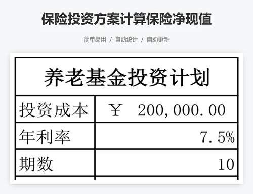 保险投资方案计算保险净现值