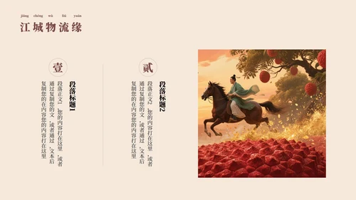 中国风工笔画《长安的荔枝》读书分享PPT模板