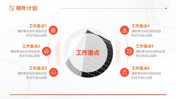 橙色简约商务风通用年终汇报PPT模板