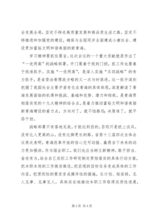 学习省委十三届四次全会精神心得体会.docx