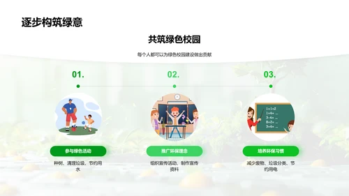 构建绿色校园PPT模板
