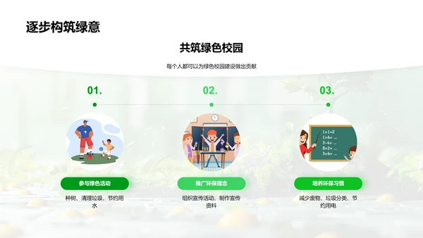 构建绿色校园PPT模板