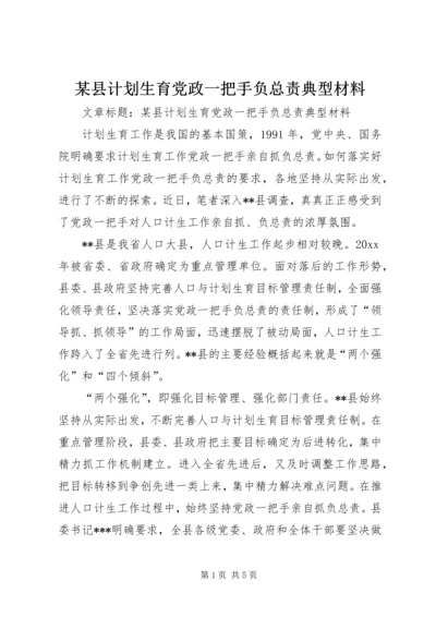 某县计划生育党政一把手负总责典型材料.docx