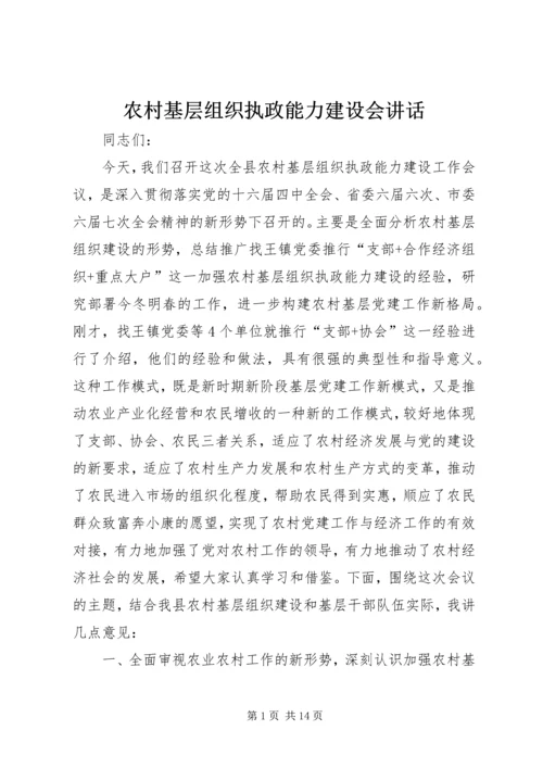 农村基层组织执政能力建设会讲话.docx