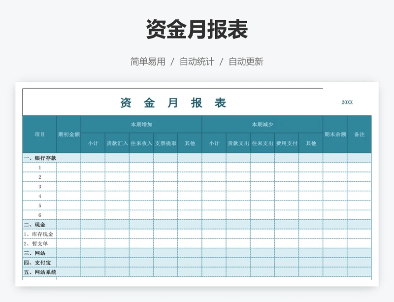 资金月报表