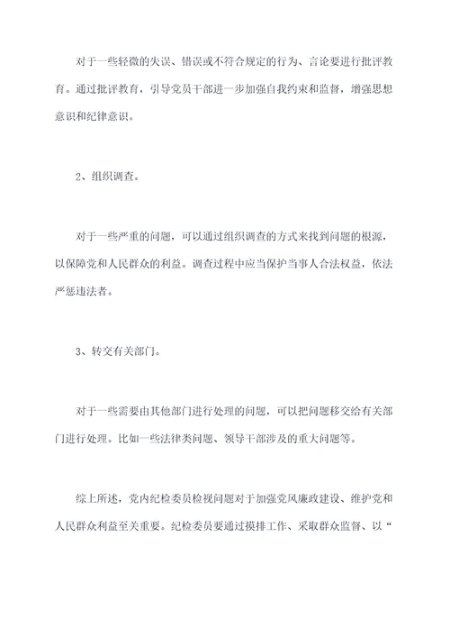 党内纪检委员检视问题剖析