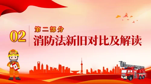 红色卡通遵守消防法规关爱生命安全PPT模板宣传PPT动态PPT全国消防日