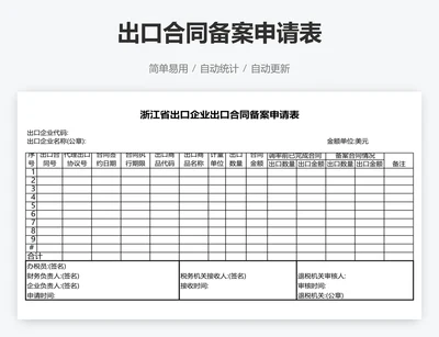 出口合同备案申请表