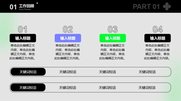 绿色简约潮流风工作总结汇报PPT模板