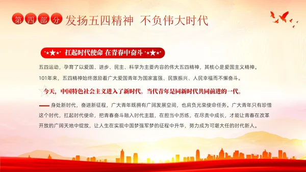 共青团建团101周年团史团课PPT课件五四青年节