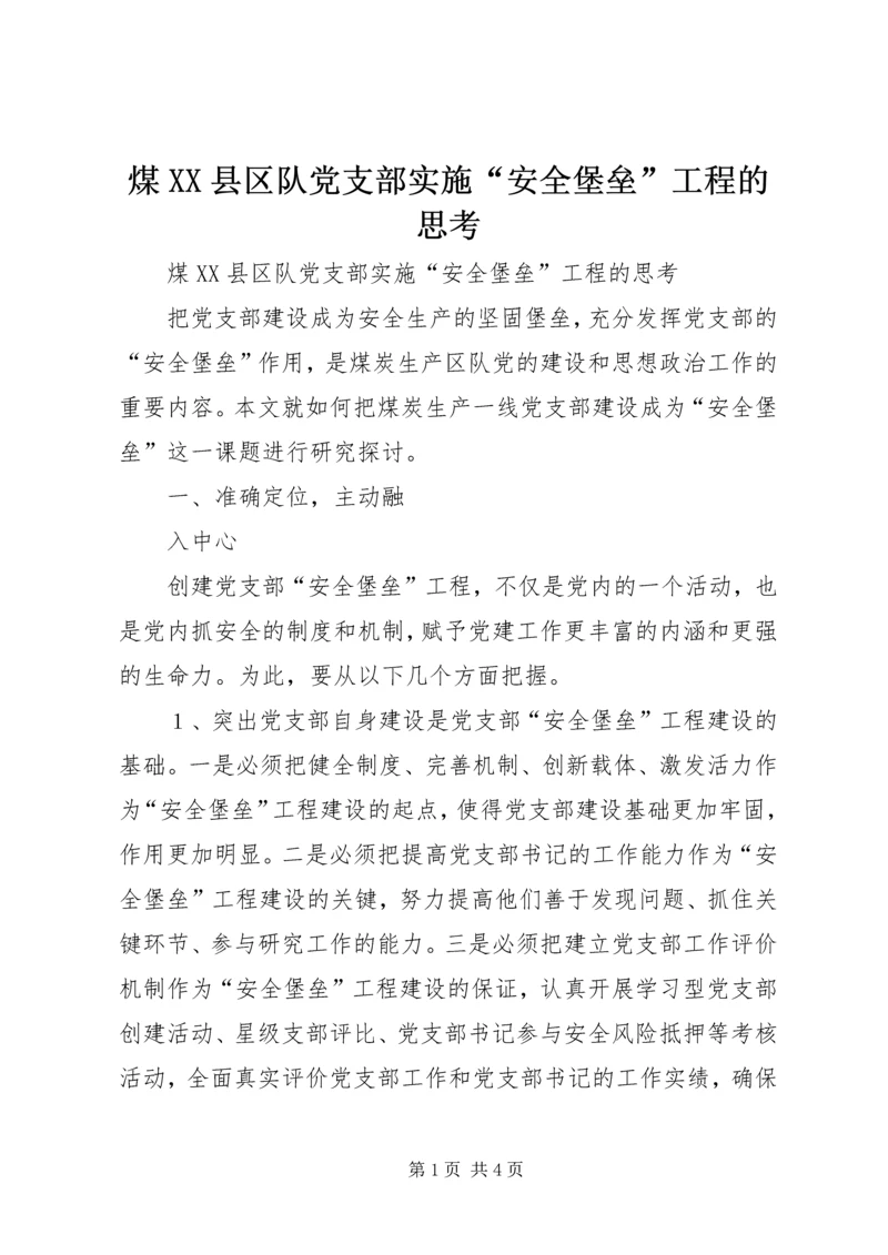 煤XX县区队党支部实施“安全堡垒”工程的思考 (2).docx