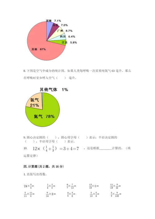 2022人教版六年级上册数学期末测试卷含完整答案（历年真题）.docx