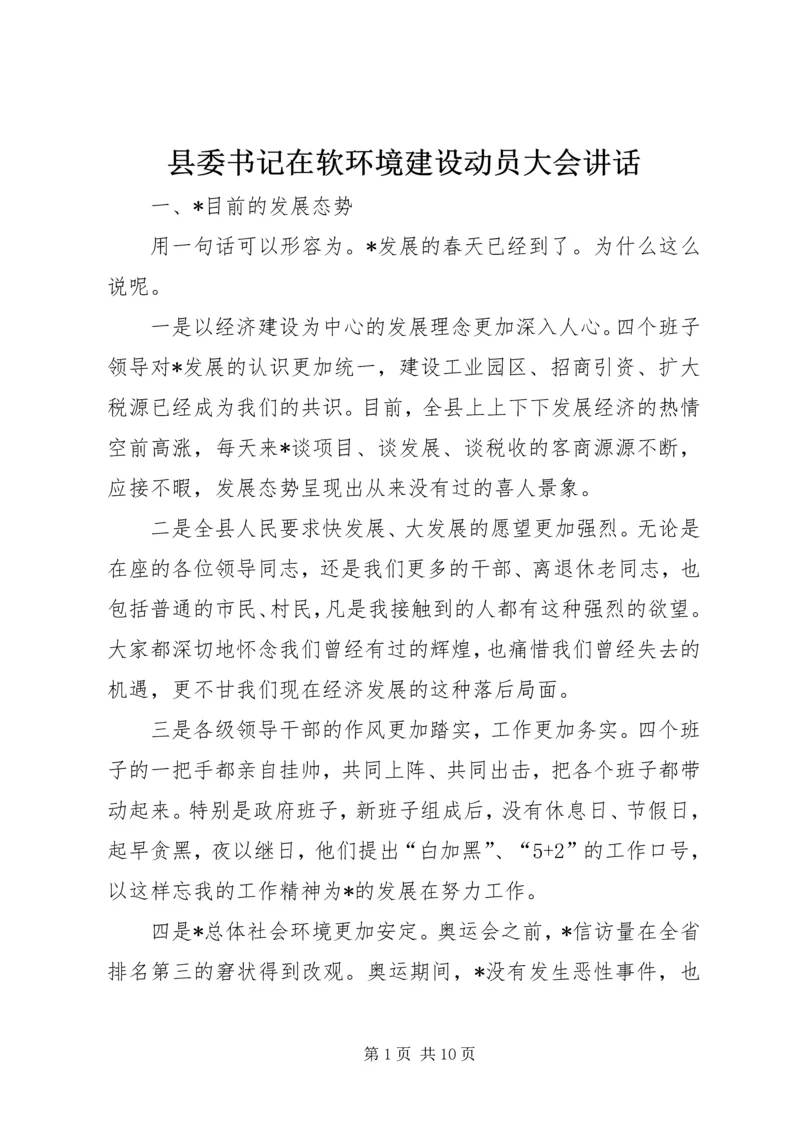 县委书记在软环境建设动员大会讲话.docx