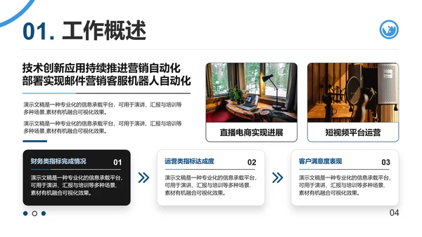 潘通蓝简约风通用项目总结月度总结工作总结PPT模板