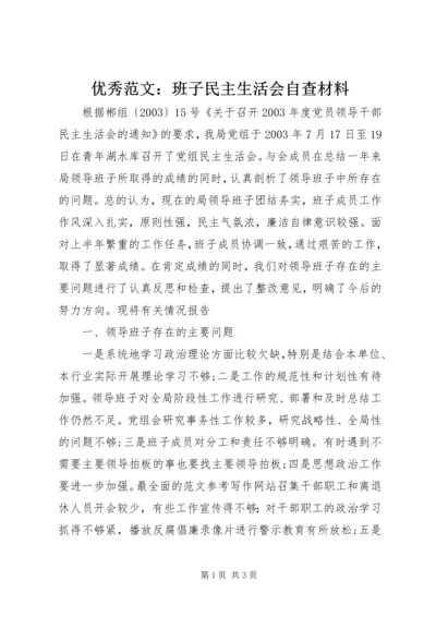 优秀范文：班子民主生活会自查材料.docx