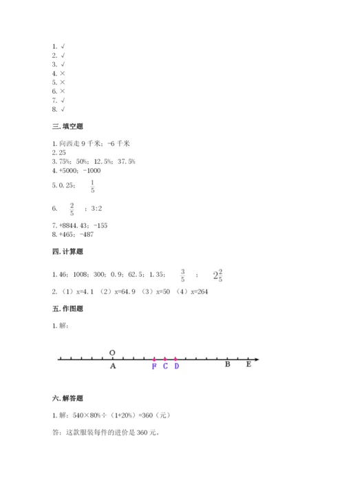 北师大版小学六年级下册数学期末综合素养测试卷及参考答案（精练）.docx