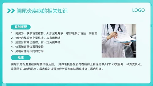 绿色简约阑尾炎护理查房PPT模板宣传PPT动态PPT