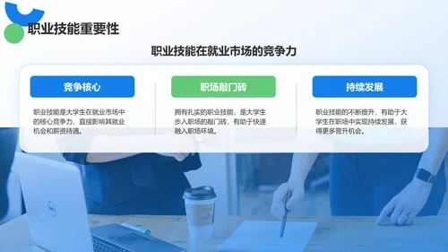 蓝色扁平风大学生职业技能展示PPT模板
