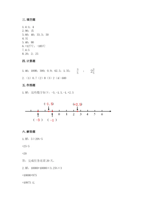 中卫市海原县六年级下册数学期末测试卷精编.docx