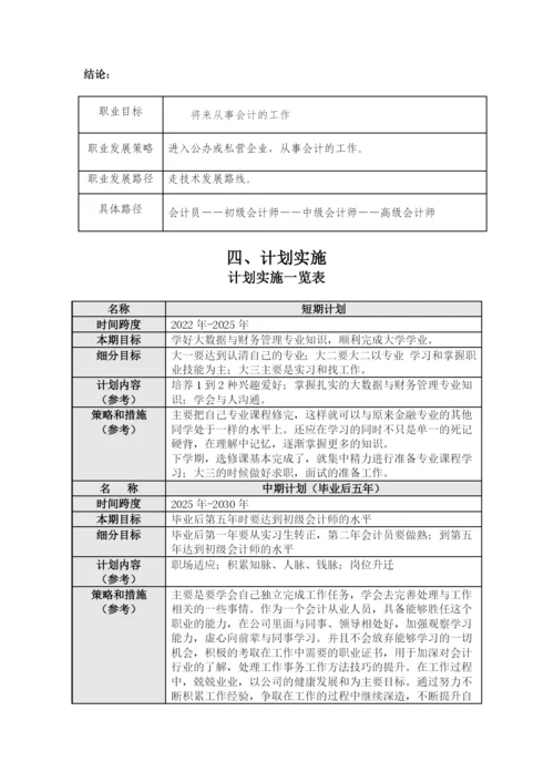 11页6800字大数据与财务管理专业职业生涯规划.docx