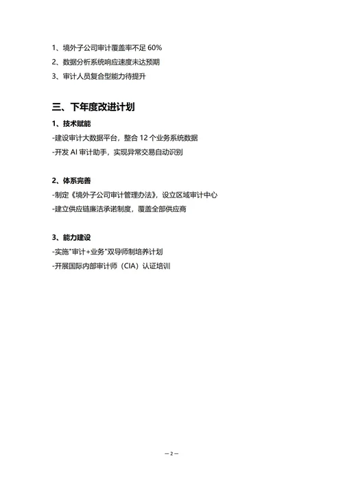 集团审计部门年度工作总结