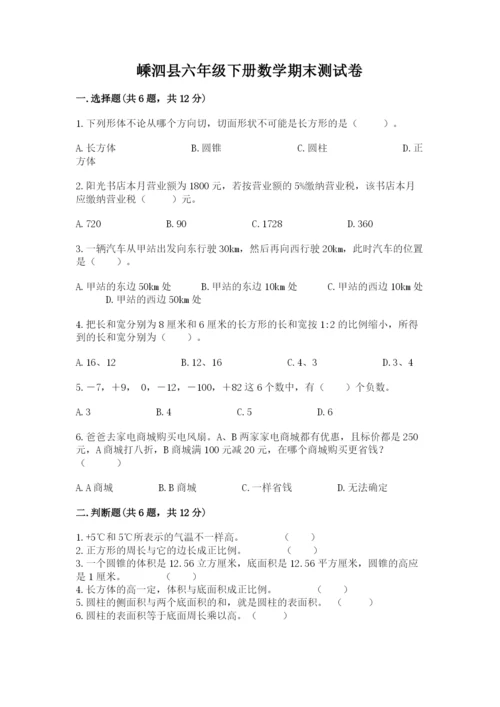 嵊泗县六年级下册数学期末测试卷精品及答案.docx