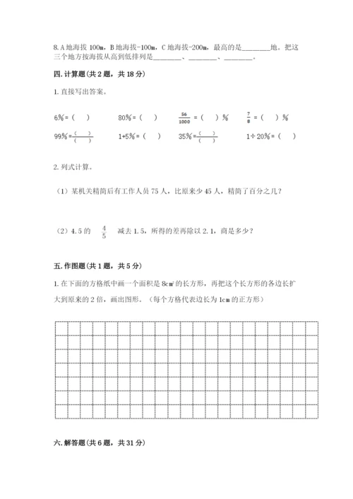 六年级下册数学期末测试卷（达标题）.docx