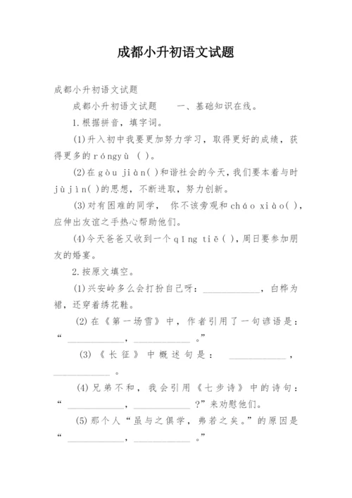 成都小升初语文试题.docx