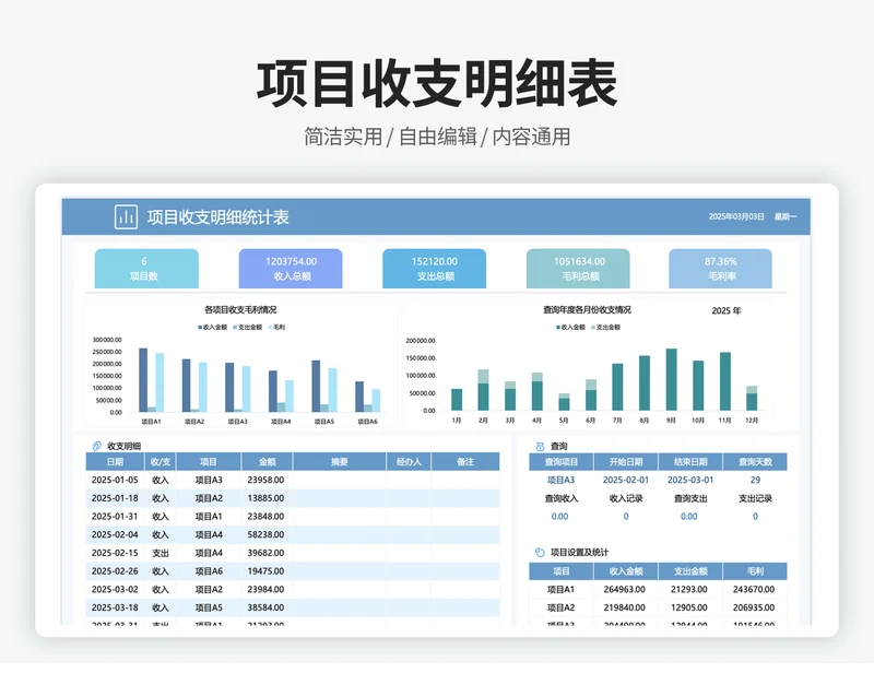 项目收支流水明细表