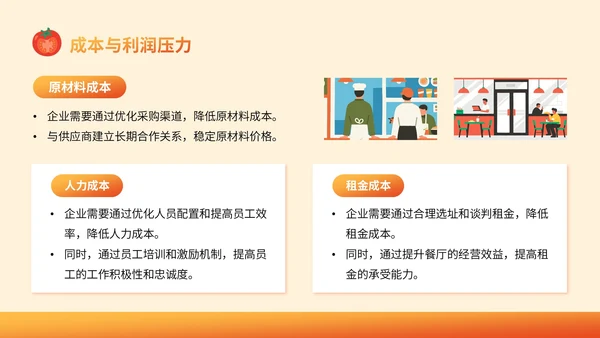 橙色插画风餐饮：餐饮行业消费报告总结