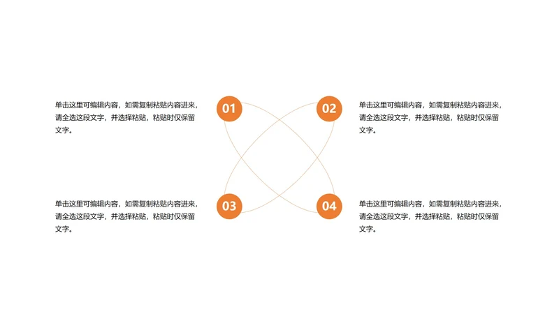 橙色圆形交叉结构PPT模板