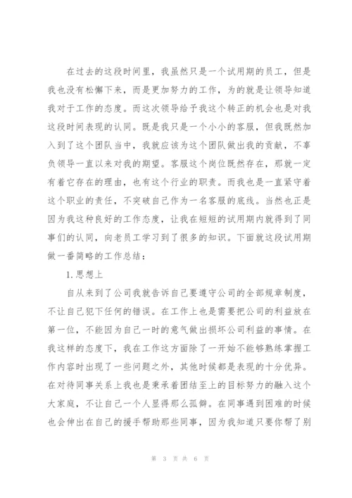 客服试用期个人转正工作总结.docx