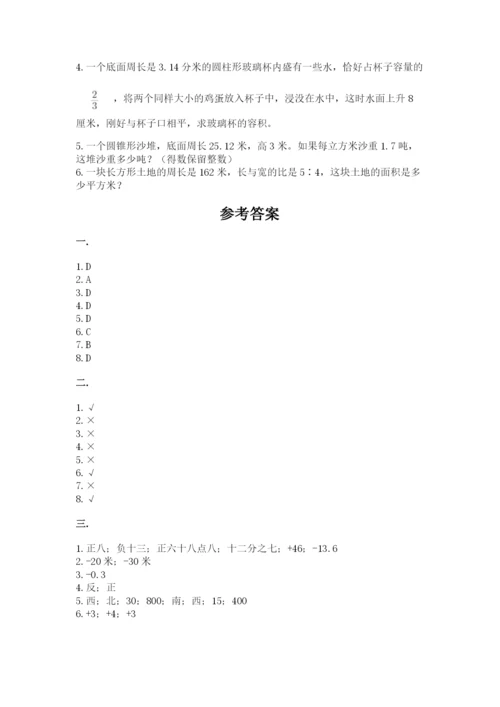 小学六年级数学摸底考试题附参考答案（突破训练）.docx