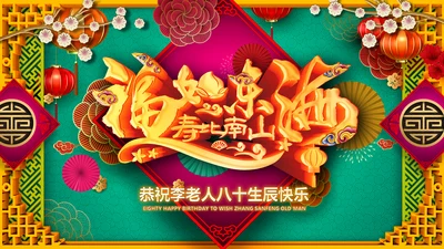 寿宴祝寿福如东海寿星寿宴大寿PPT片头