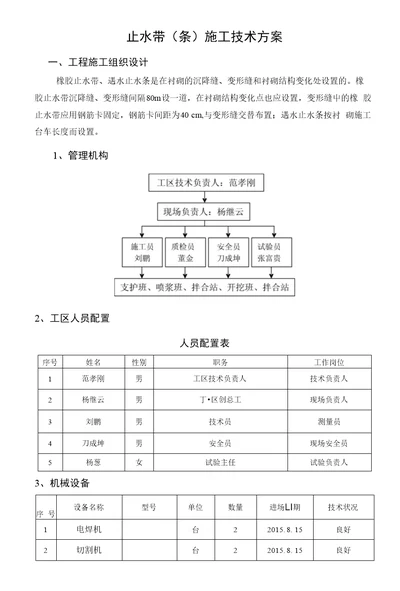 止水带条施工技术方案