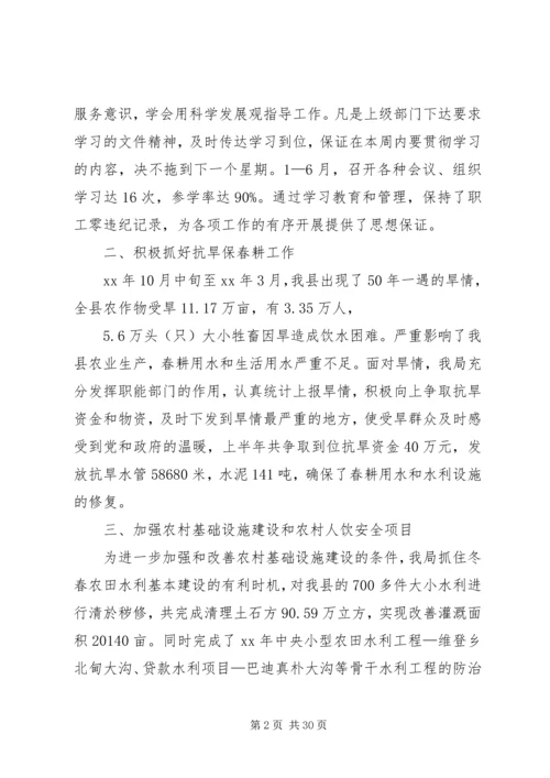 水务局XX年上半年工作总结及下半年工作计划.docx