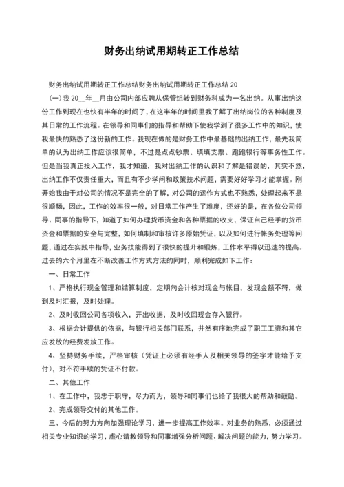 财务出纳试用期转正工作总结.docx