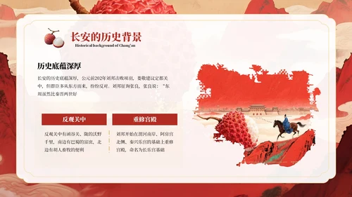红色系长安的荔枝教学课件读书分享通用PPT模板