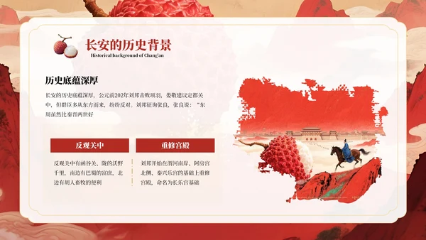 红色系长安的荔枝教学课件读书分享通用PPT模板
