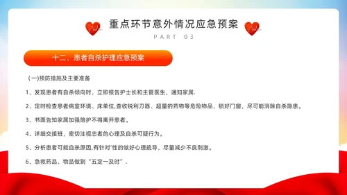 红色简约风护理重点环节应急管理PPT模板