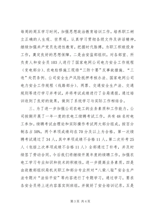 电力职工教育培训工作总结及工作安排 (3).docx