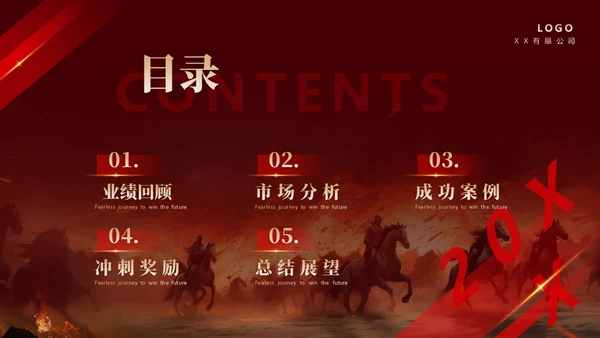无畏征程赢战未来战马年终冲刺通用PPT模板