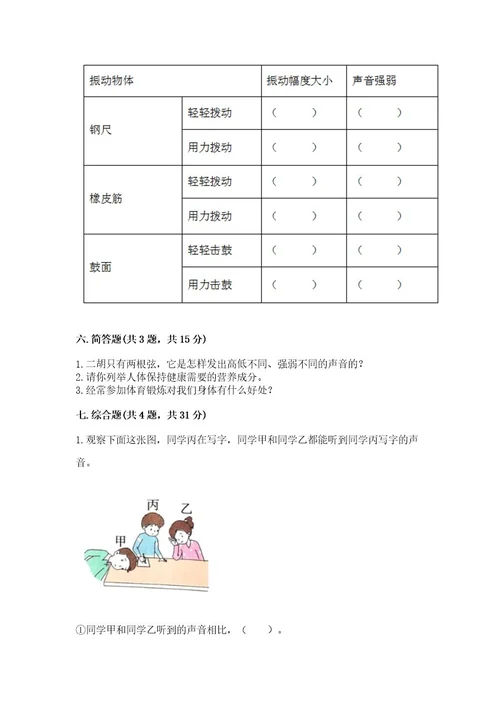 新教科版四年级科学上册期末测试卷网校专用